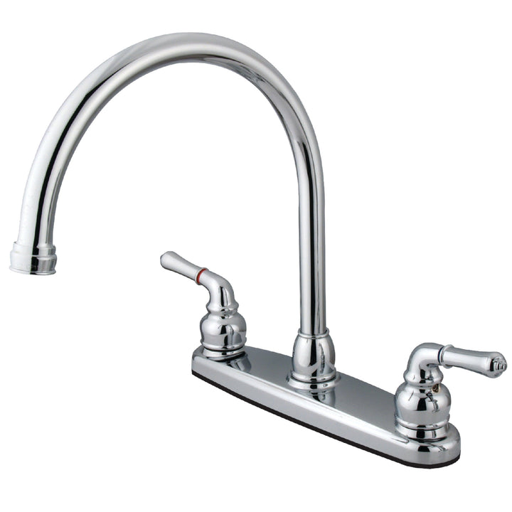 Elements of Design Magellan Chrome 2-Handle Deck-Mount High-Arc Kitchen Faucet with Deck Plate