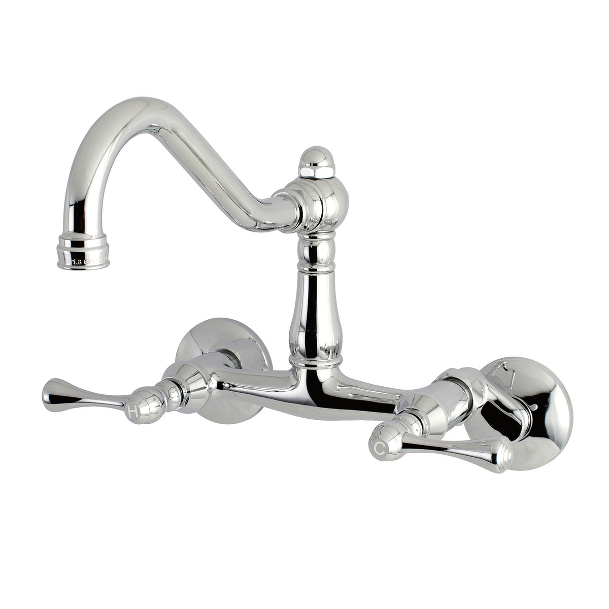 Elements of Design Hot Springs Chrome 2-Handle Wall-Mount Bridge Kitchen Faucet, 8.5-in Spout Reach