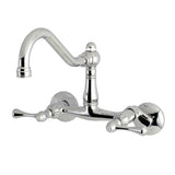 Elements of Design Hot Springs Chrome 2-Handle Wall-Mount Bridge Kitchen Faucet, 8.5-in Spout Reach