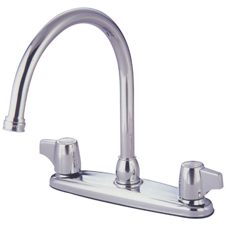 Elements of Design Chrome 2-Handle Deck-Mount High-Arc Kitchen Faucet with Deck Plate