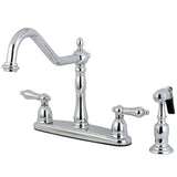 Elements of Design New Orleans Chrome 2-Handle Deck-Mount Bridge Kitchen Faucet with Side Sprayer and Deck Plate