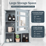 Forclover 19-in x 23.5-in Medicine Cabinet Bathroom Storage Wall Cabinet with Mirror in Gray