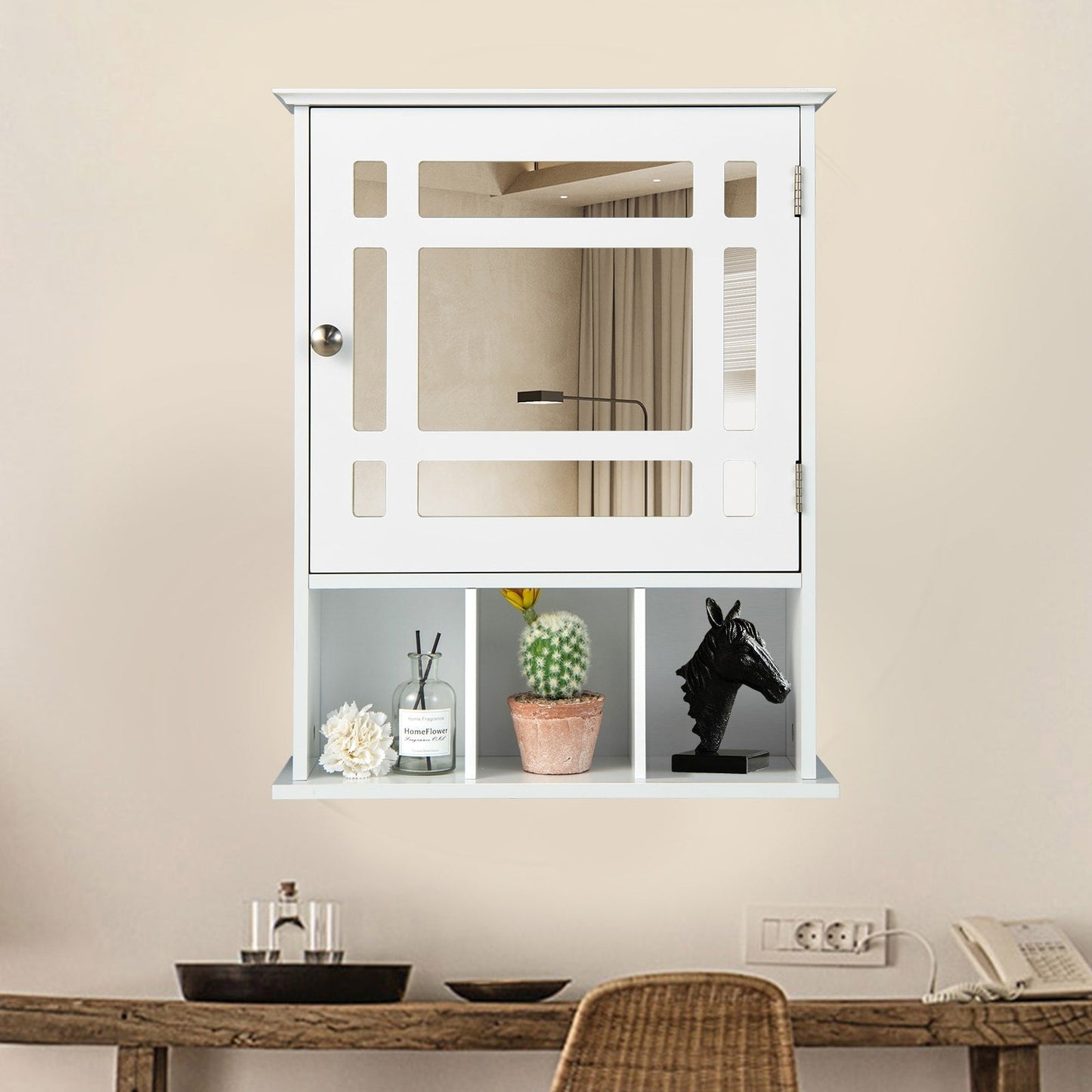 Forclover 19-in x 23.5-in Medicine Cabinet Bathroom Storage Wall Cabinet with Mirror in White
