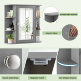 Forclover 26-in x 25-in Surface Mount Gray Mirrored Medicine Cabinet