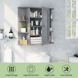 Forclover 26-in x 25-in Surface Mount Gray Mirrored Medicine Cabinet