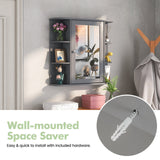 Forclover 26-in x 25-in Surface Mount Gray Mirrored Medicine Cabinet