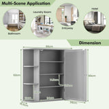 Forclover 26-in x 25-in Surface Mount Gray Mirrored Medicine Cabinet