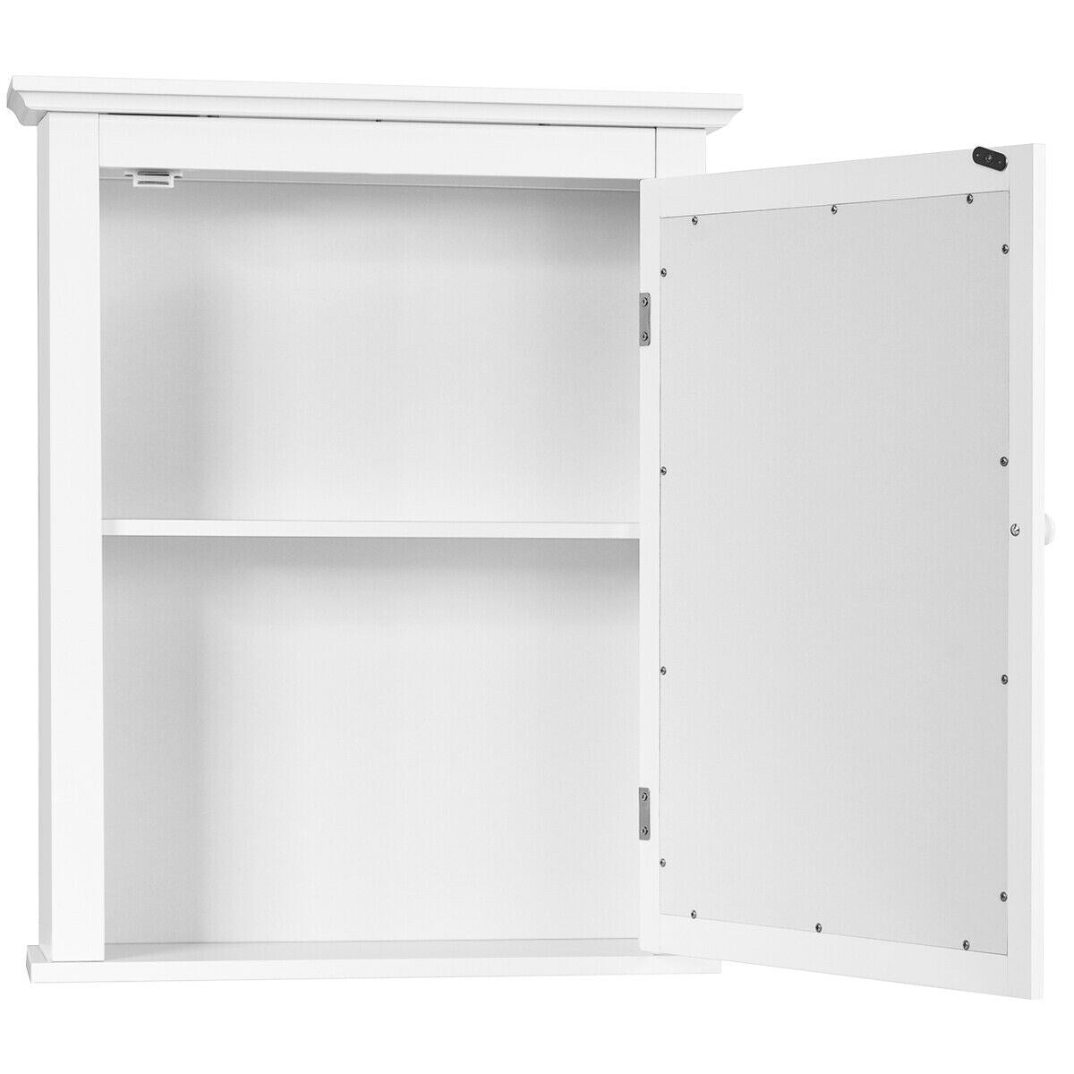 Forclover 22-in x 27-in Surface Mount White Mirrored Medicine Cabinet