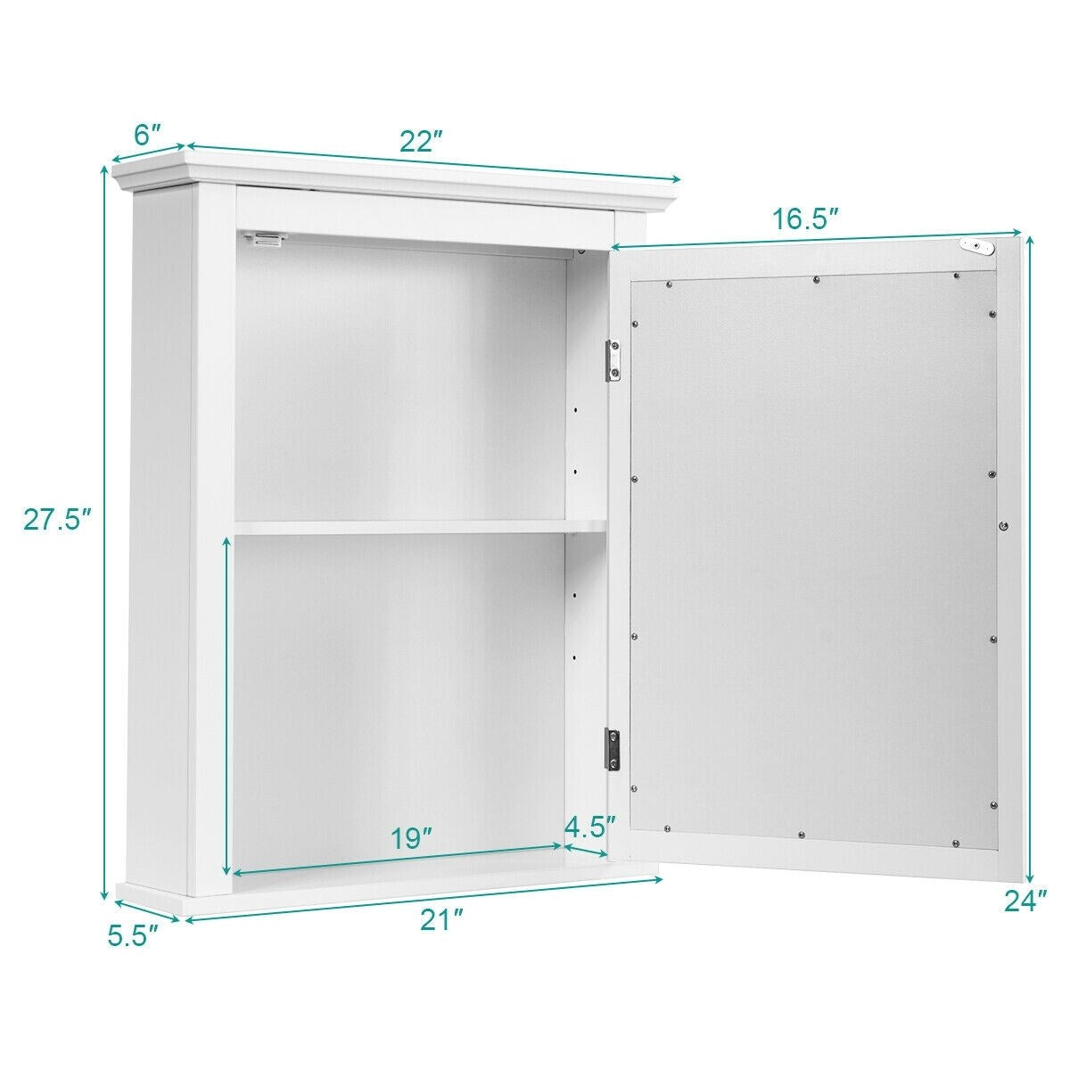 Forclover 22-in x 27-in Surface Mount White Mirrored Medicine Cabinet