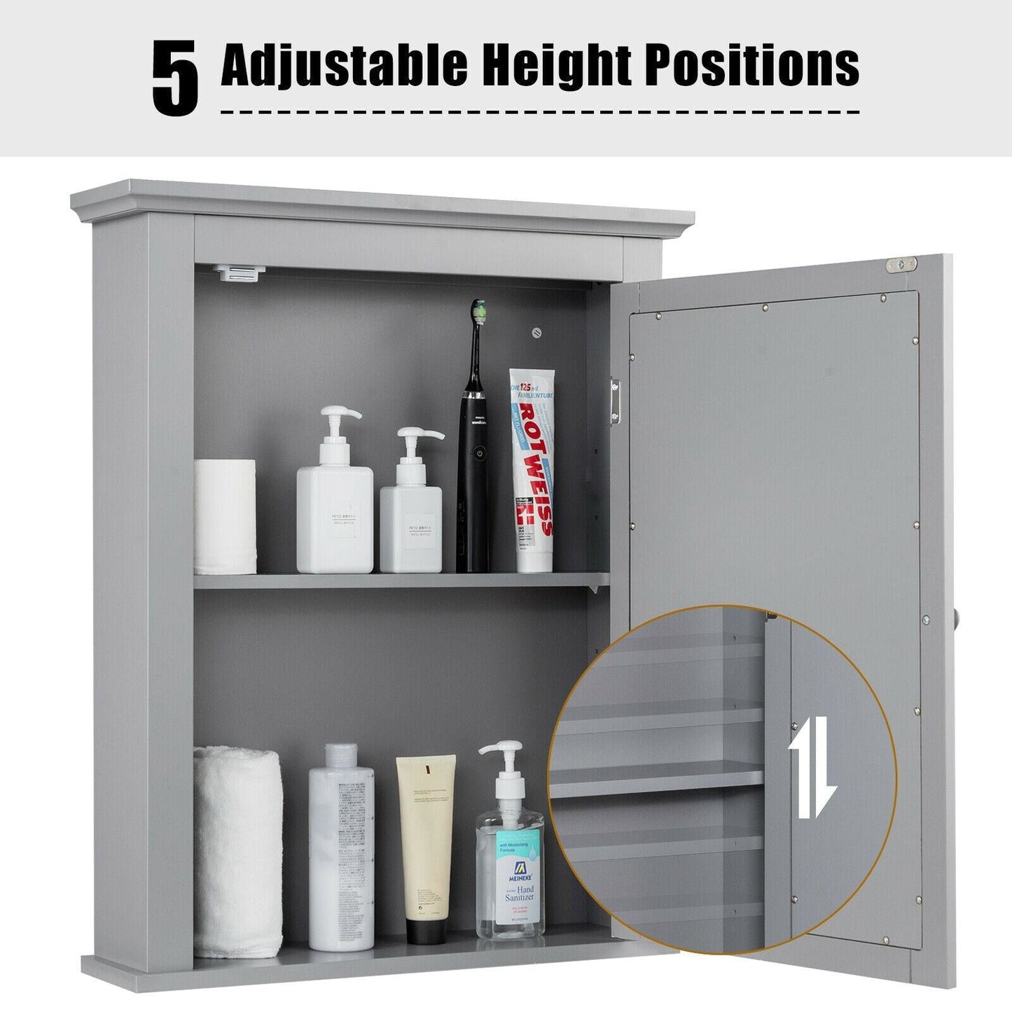 Forclover 22-in x 27-in Surface Mount Gray Mirrored Medicine Cabinet
