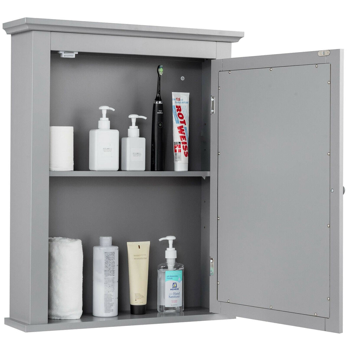Forclover 22-in x 27-in Surface Mount Gray Mirrored Medicine Cabinet