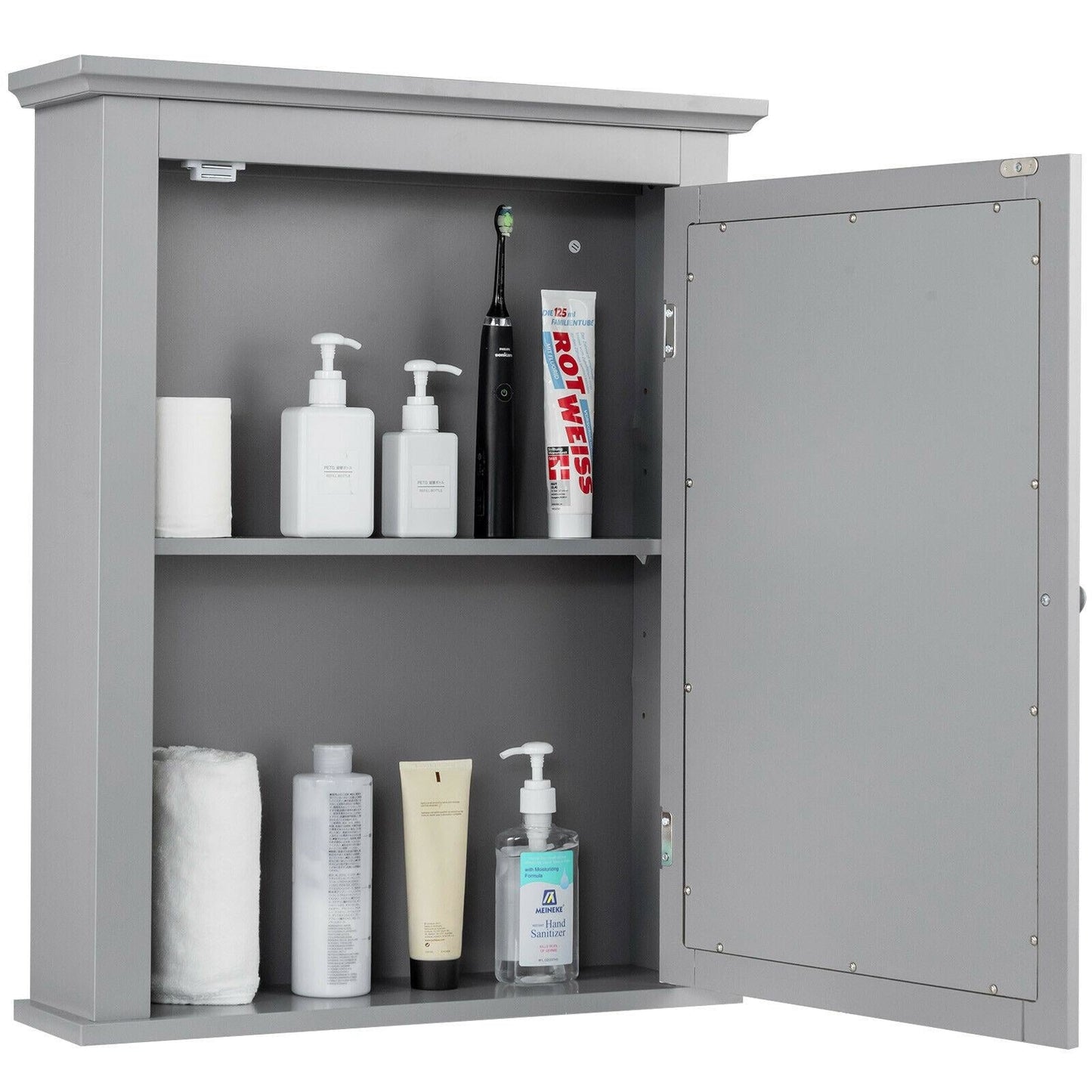 Forclover 22-in x 27-in Surface Mount Gray Mirrored Medicine Cabinet