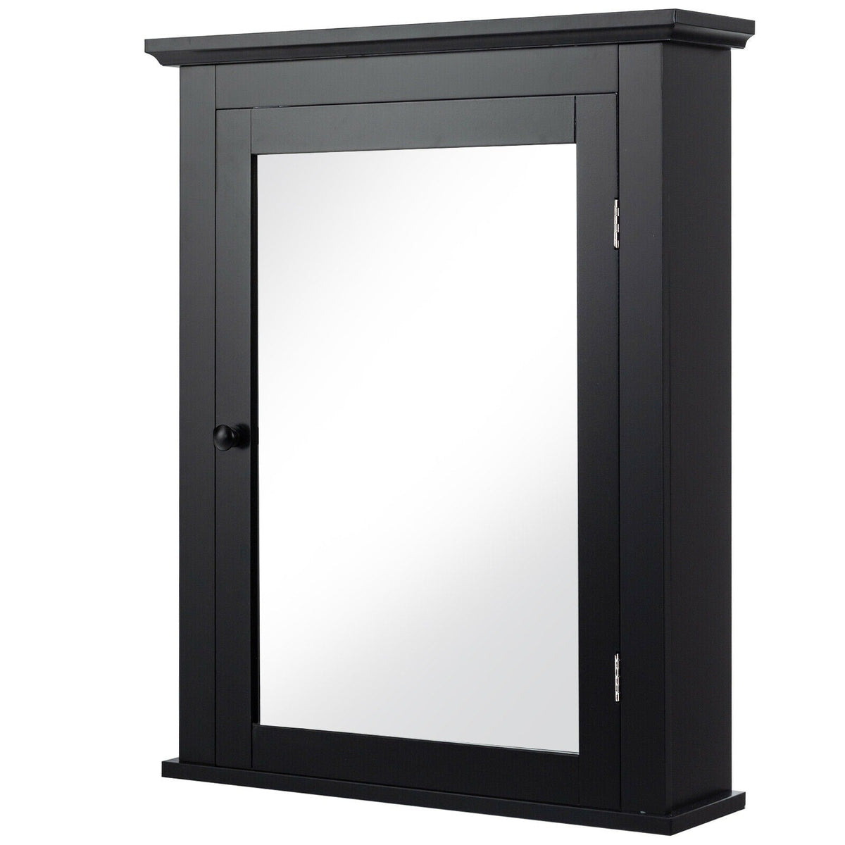 Forclover 22-in x 27-in Surface Mount Black Mirrored Medicine Cabinet