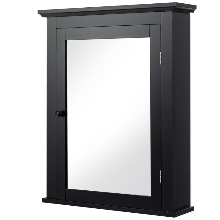 Forclover 22-in x 27-in Surface Mount Black Mirrored Medicine Cabinet