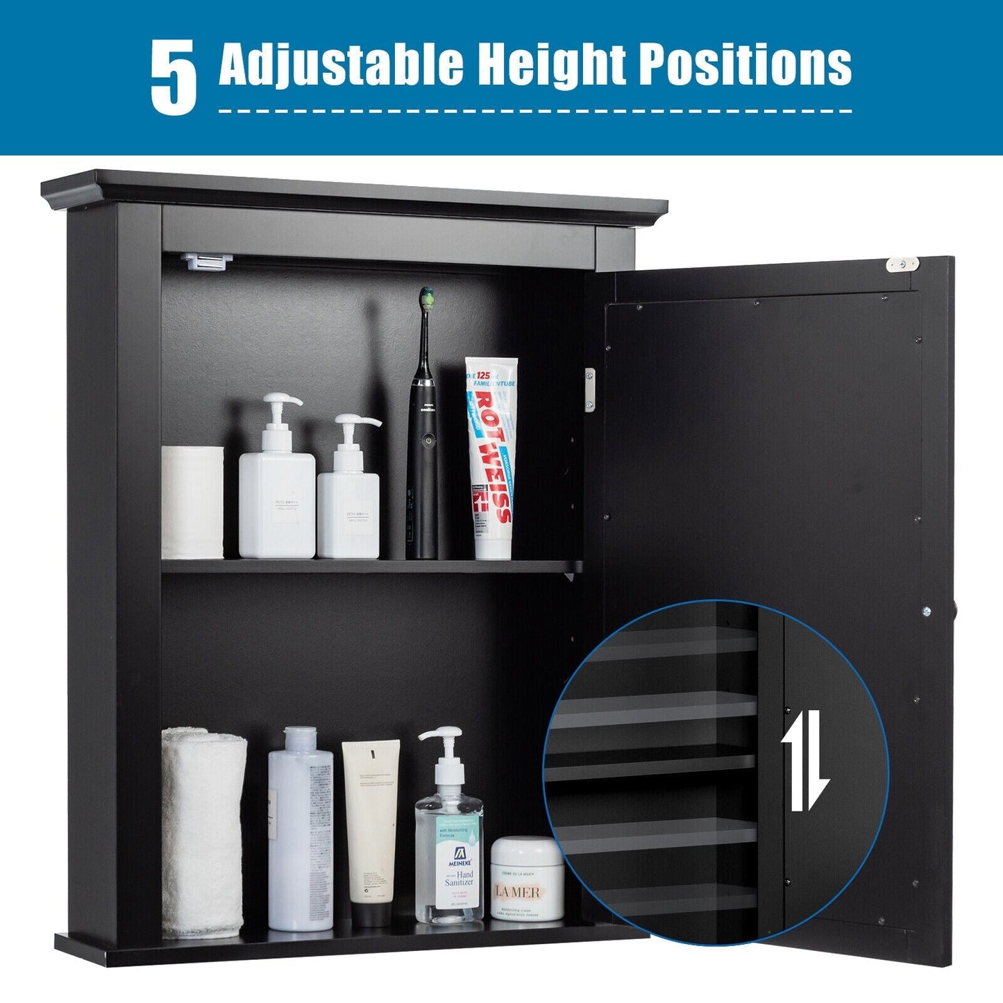 Forclover 22-in x 27-in Surface Mount Black Mirrored Medicine Cabinet