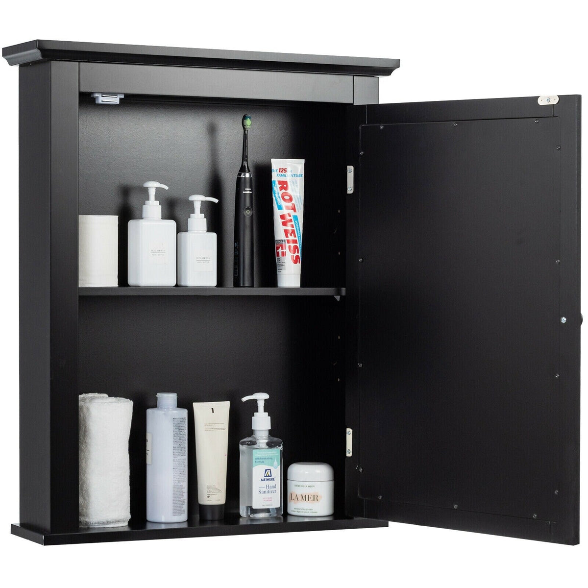 Forclover 22-in x 27-in Surface Mount Black Mirrored Medicine Cabinet