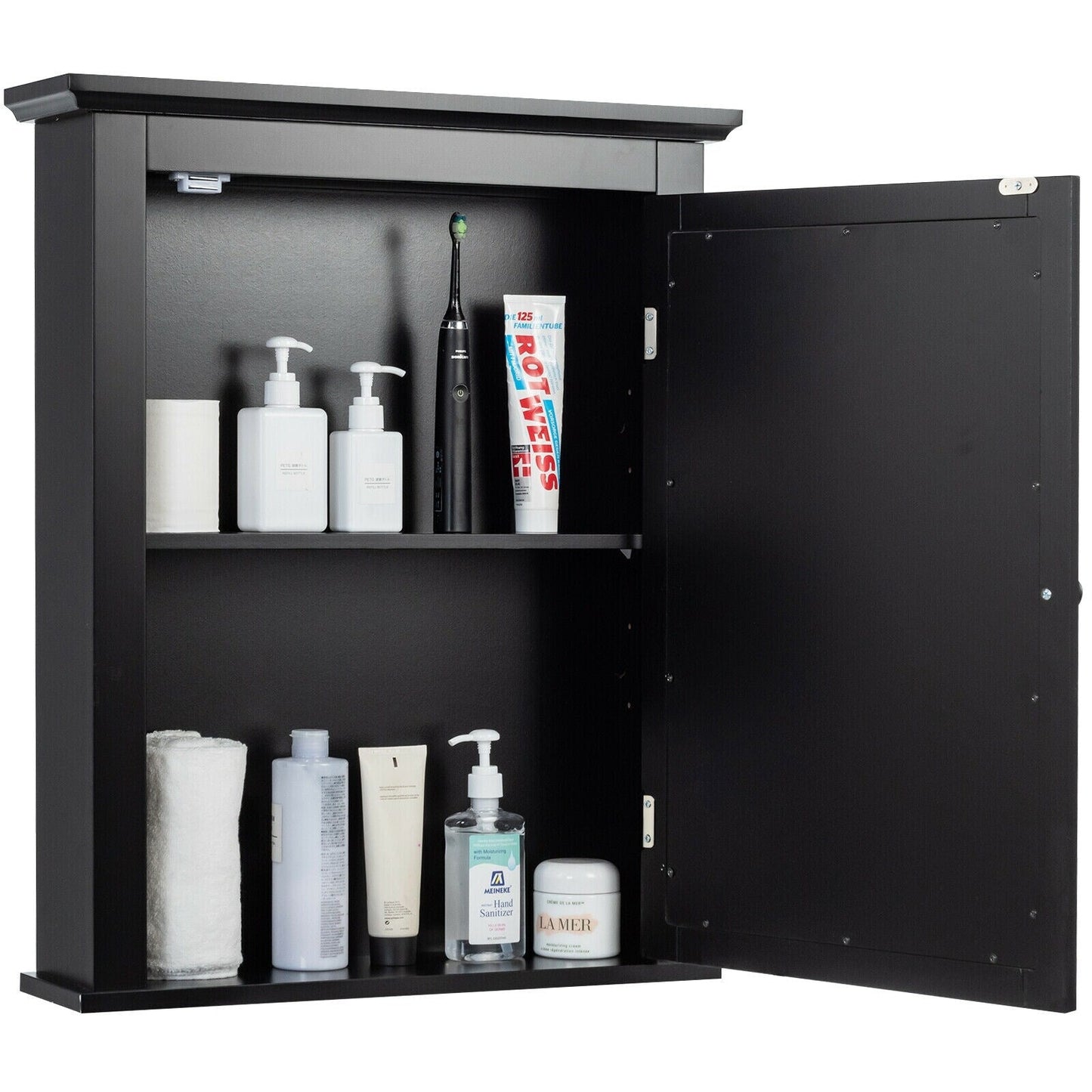 Forclover 22-in x 27-in Surface Mount Black Mirrored Medicine Cabinet