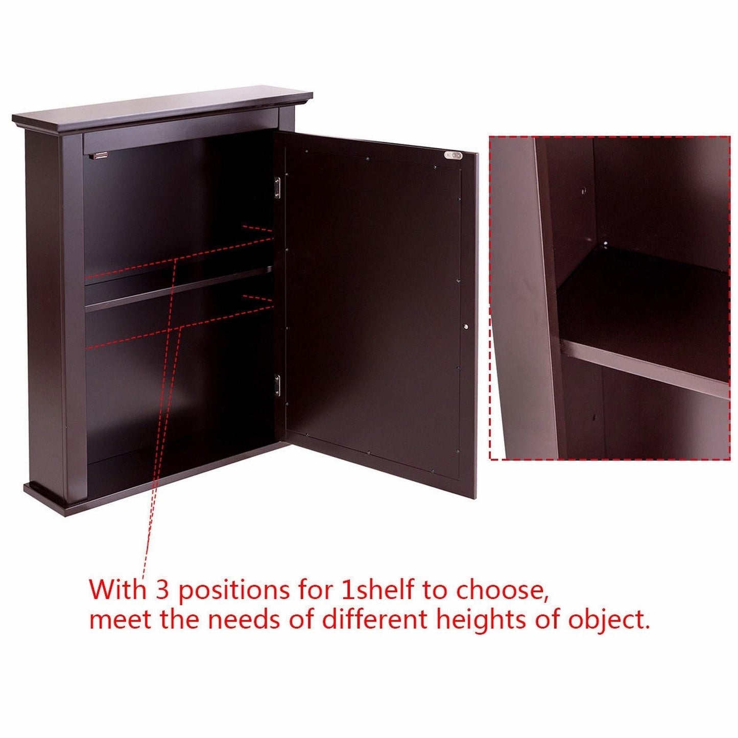 Forclover 22-in x 27-in Surface Mount Brown Mirrored Medicine Cabinet