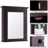Forclover 22-in x 27-in Surface Mount Brown Mirrored Medicine Cabinet
