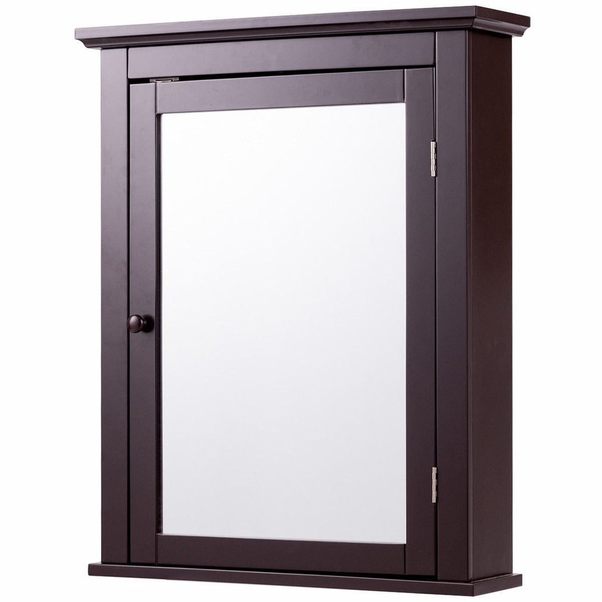 Forclover 22-in x 27-in Surface Mount Brown Mirrored Medicine Cabinet