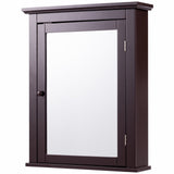 Forclover 22-in x 27-in Surface Mount Brown Mirrored Medicine Cabinet