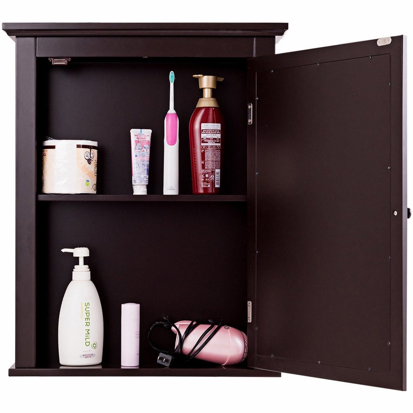 Forclover 22-in x 27-in Surface Mount Brown Mirrored Medicine Cabinet
