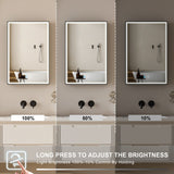 Forclover 20-in x 30-in Lighted LED Fog Free Surface/Recessed Mount Black Mirrored Soft Close Medicine Cabinet with Outlet