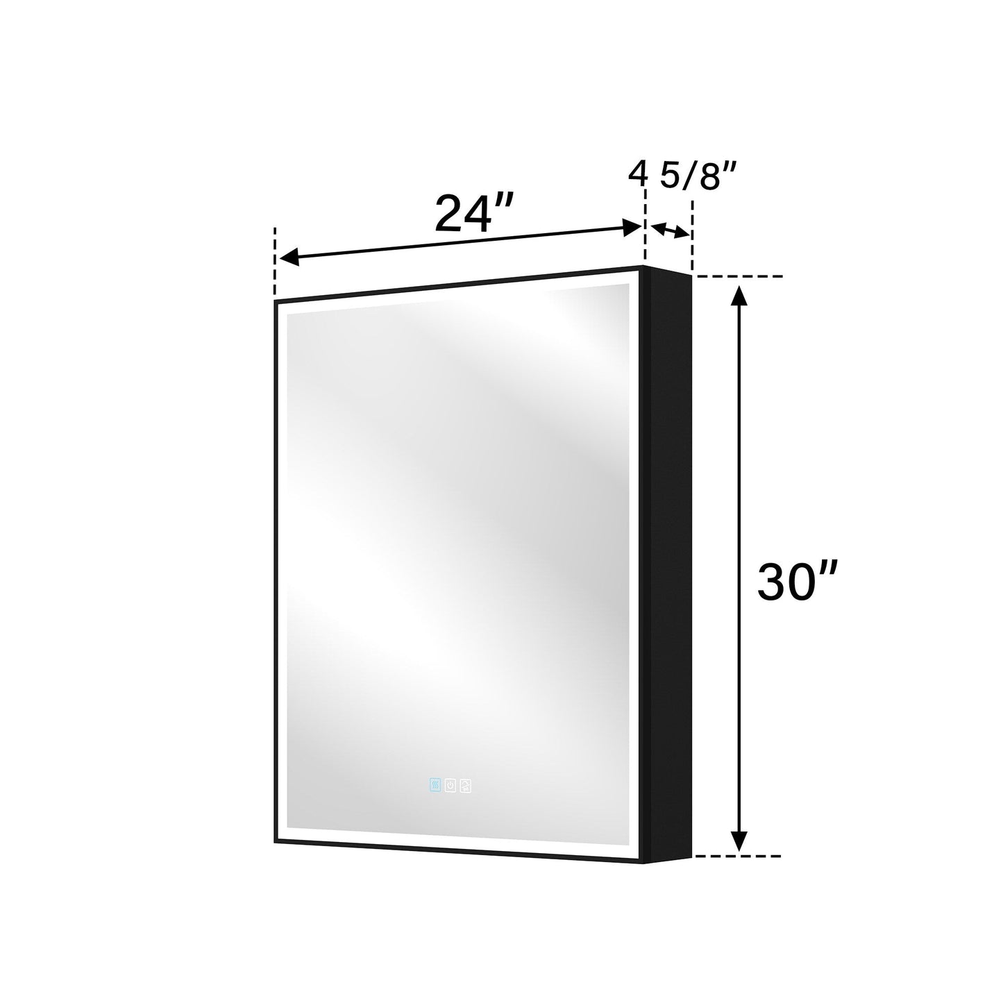 Forclover 24-in x 30-in Lighted LED Fog Free Surface/Recessed Mount Black Mirrored Medicine Cabinet with Outlet