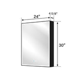 Forclover 24-in x 30-in Lighted LED Fog Free Surface/Recessed Mount Black Mirrored Medicine Cabinet with Outlet