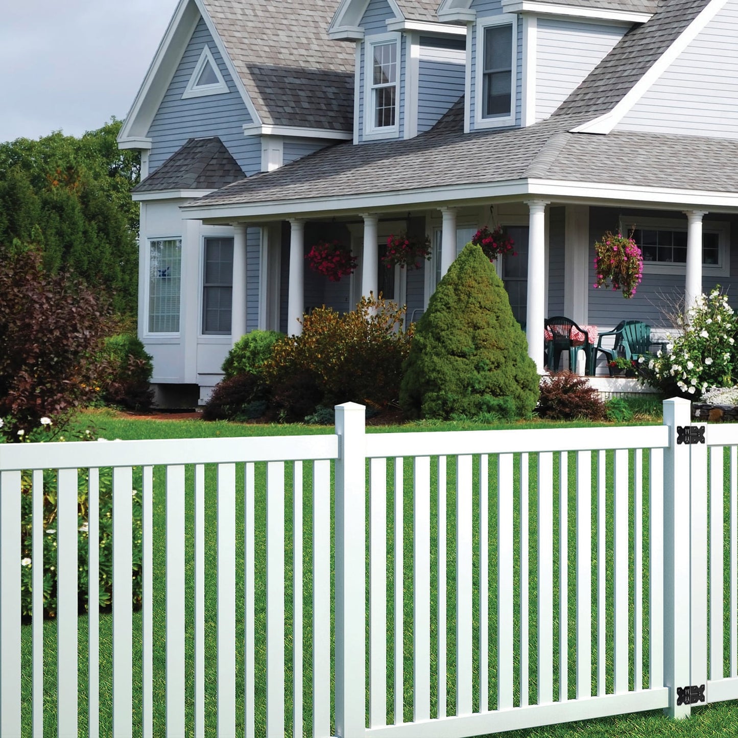 Outdoor Essentials Evanston 4-ft H x 6-ft W White Vinyl Flat-top Fence Panel (Unassembled)