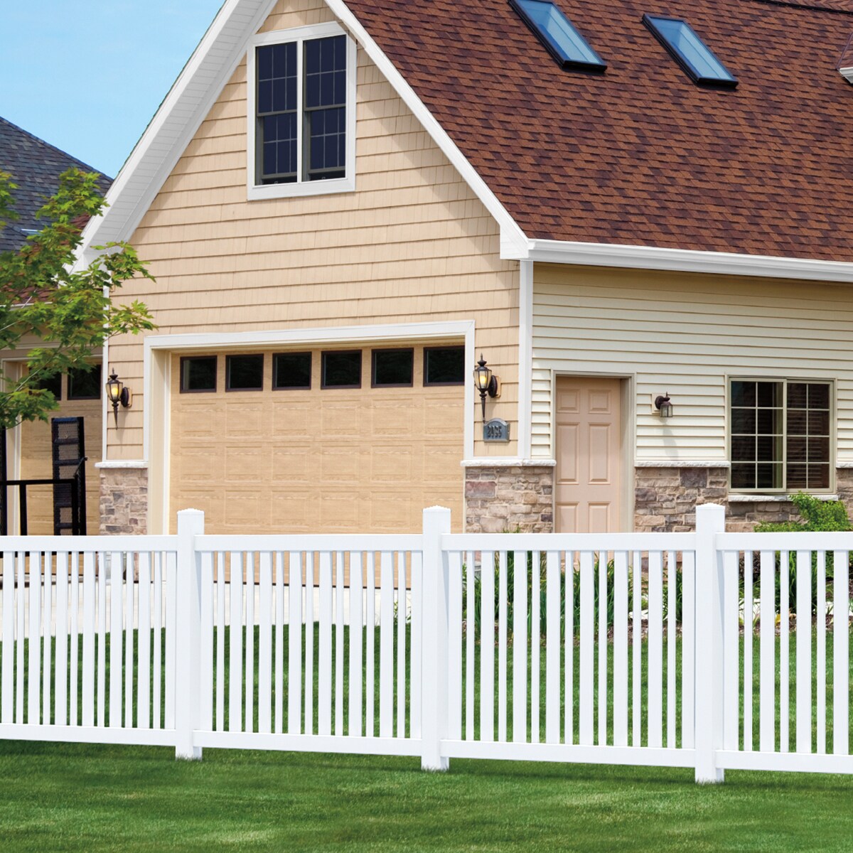 Outdoor Essentials Evanston 4-ft H x 6-ft W White Vinyl Flat-top Fence Panel (Unassembled)