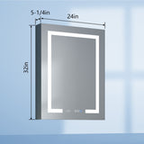 Forclover 24-in x 32-in Lighted LED Fog Free Surface Mount Silver Mirrored Soft Close Medicine Cabinet with Outlet