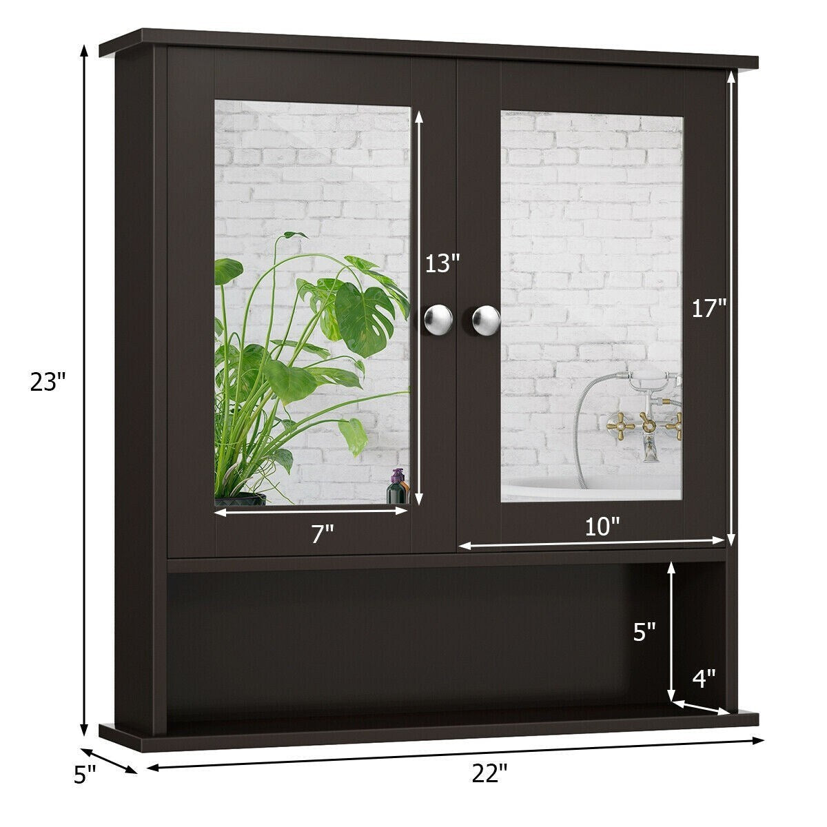 Forclover 22-in x 23-in Surface Mount Brown Mirrored Soft Close Medicine Cabinet
