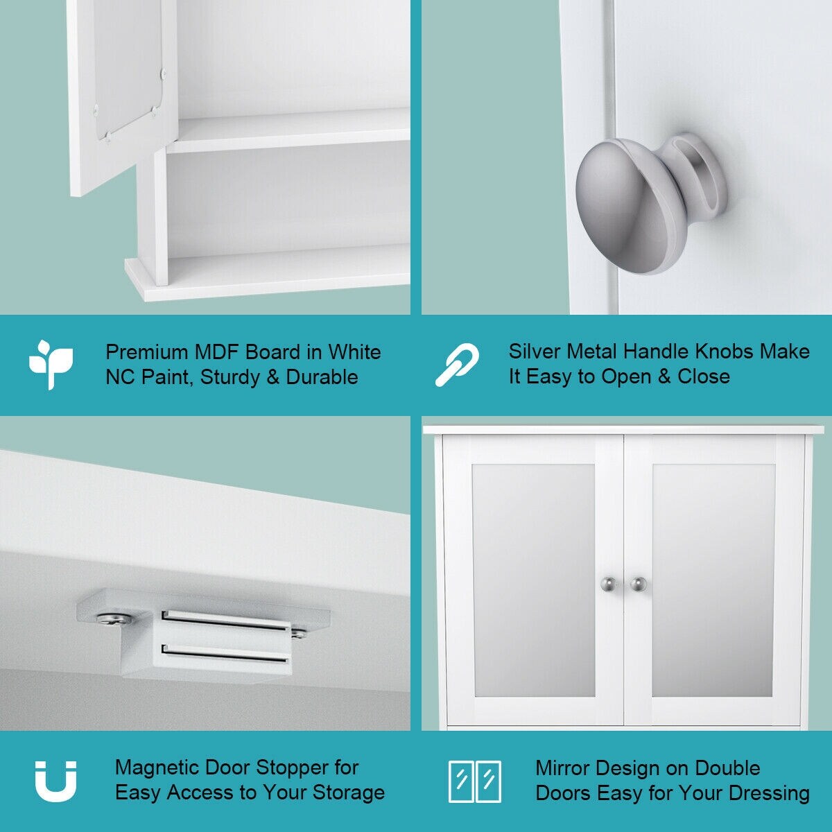 Forclover 22-in x 23-in Surface Mount White Mirrored Soft Close Medicine Cabinet