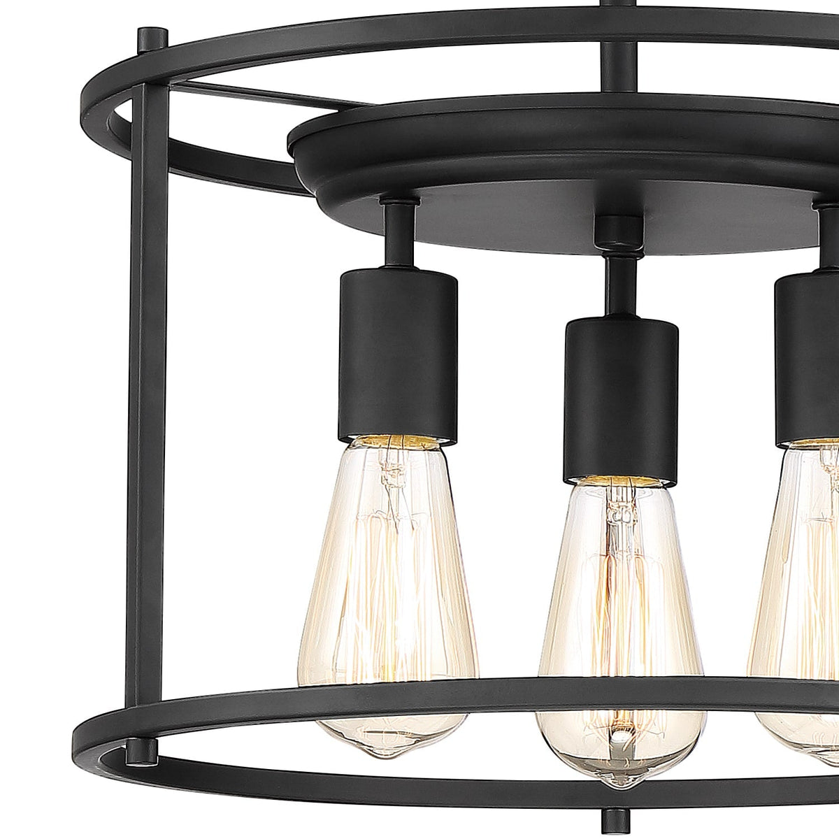 Quoizel Wolfeboro 14-in Matte Black Farmhouse Semi-Flush Mount Light