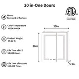 ExBrite Ethos 30-in x 36-in Lighted LED Fog Free Surface/Recessed Mount Silver Mirrored Soft Close Medicine Cabinet with Outlet