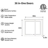 ExBrite Ethos 36-in x 32-in Lighted LED Fog Free Surface/Recessed Mount Silver Mirrored Soft Close Medicine Cabinet with Outlet