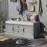 GZMR Storage Bench with 2 Drawers and 2 Cabinets Modern Gray Storage Bench with Storage 42.5-in x 15.1-in x 17.5-in