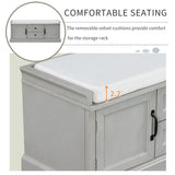 GZMR Storage Bench with 2 Drawers and 2 Cabinets Modern Gray Storage Bench with Storage 42.5-in x 15.1-in x 17.5-in