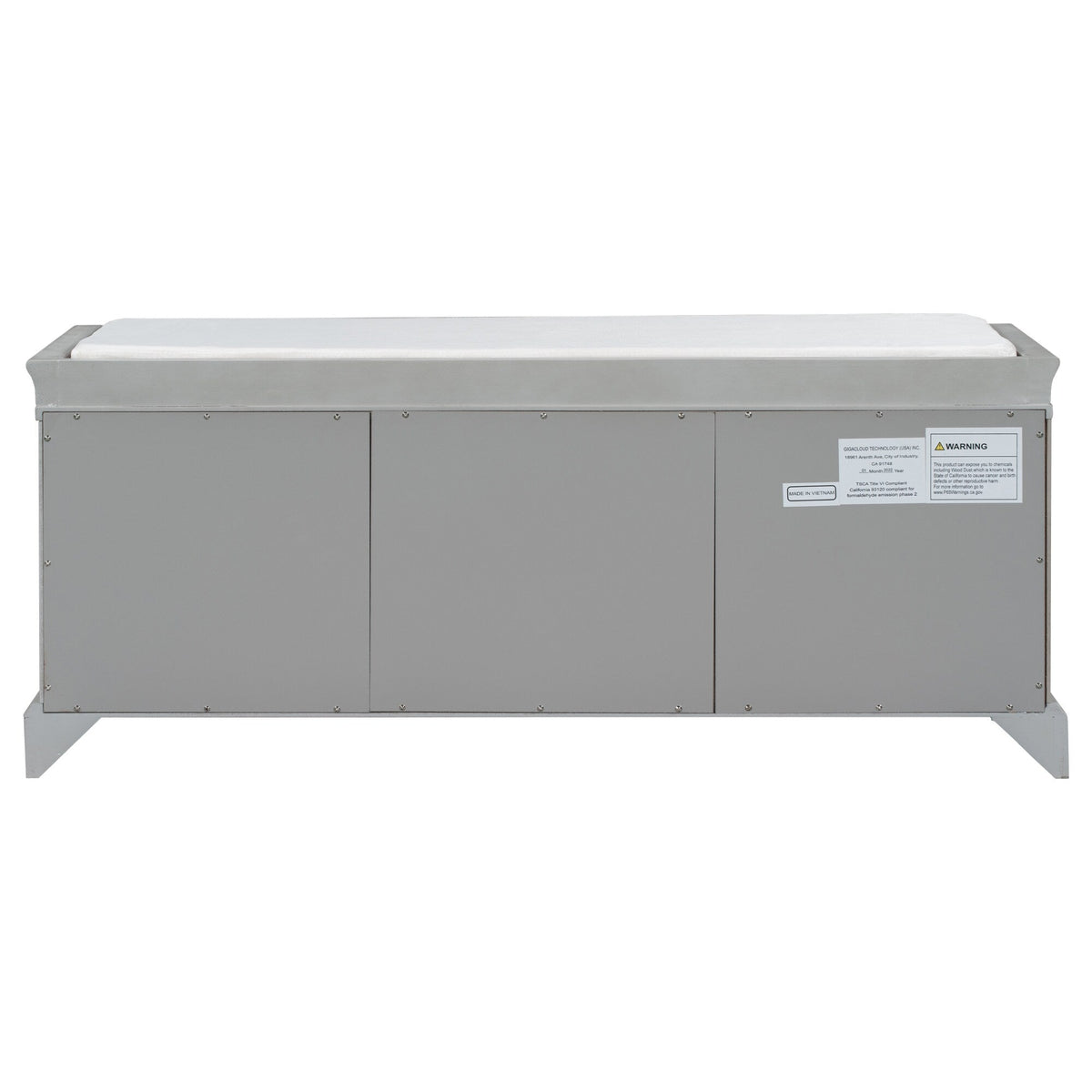 GZMR Storage Bench with 2 Drawers and 2 Cabinets Modern Gray Storage Bench with Storage 42.5-in x 15.1-in x 17.5-in