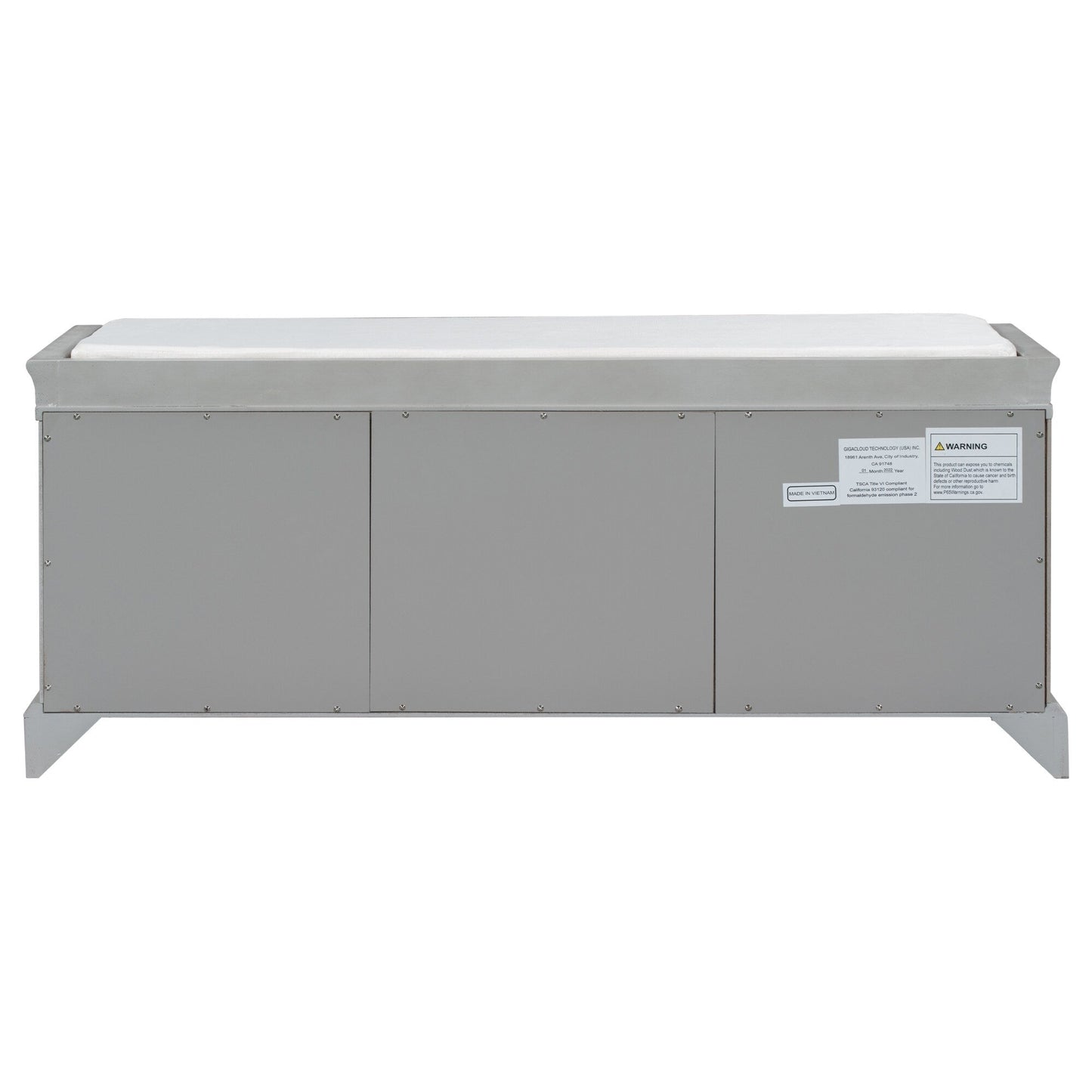 GZMR Storage Bench with 2 Drawers and 2 Cabinets Modern Gray Storage Bench with Storage 42.5-in x 15.1-in x 17.5-in