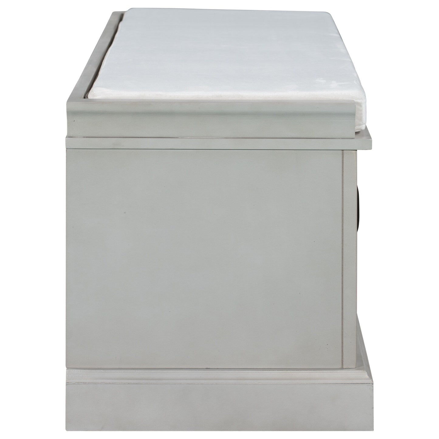 GZMR Storage Bench with 2 Drawers and 2 Cabinets Modern Gray Storage Bench with Storage 42.5-in x 15.1-in x 17.5-in