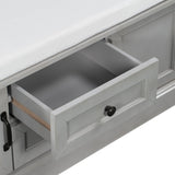 GZMR Storage Bench with 2 Drawers and 2 Cabinets Modern Gray Storage Bench with Storage 42.5-in x 15.1-in x 17.5-in
