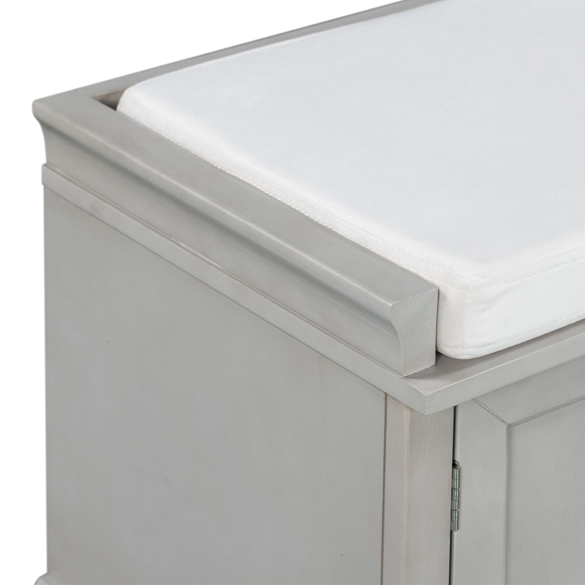 GZMR Storage Bench with 2 Drawers and 2 Cabinets Modern Gray Storage Bench with Storage 42.5-in x 15.1-in x 17.5-in