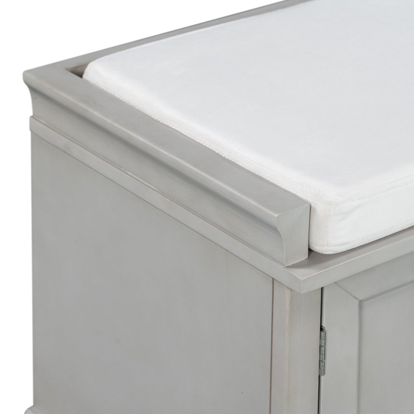 GZMR Storage Bench with 2 Drawers and 2 Cabinets Modern Gray Storage Bench with Storage 42.5-in x 15.1-in x 17.5-in
