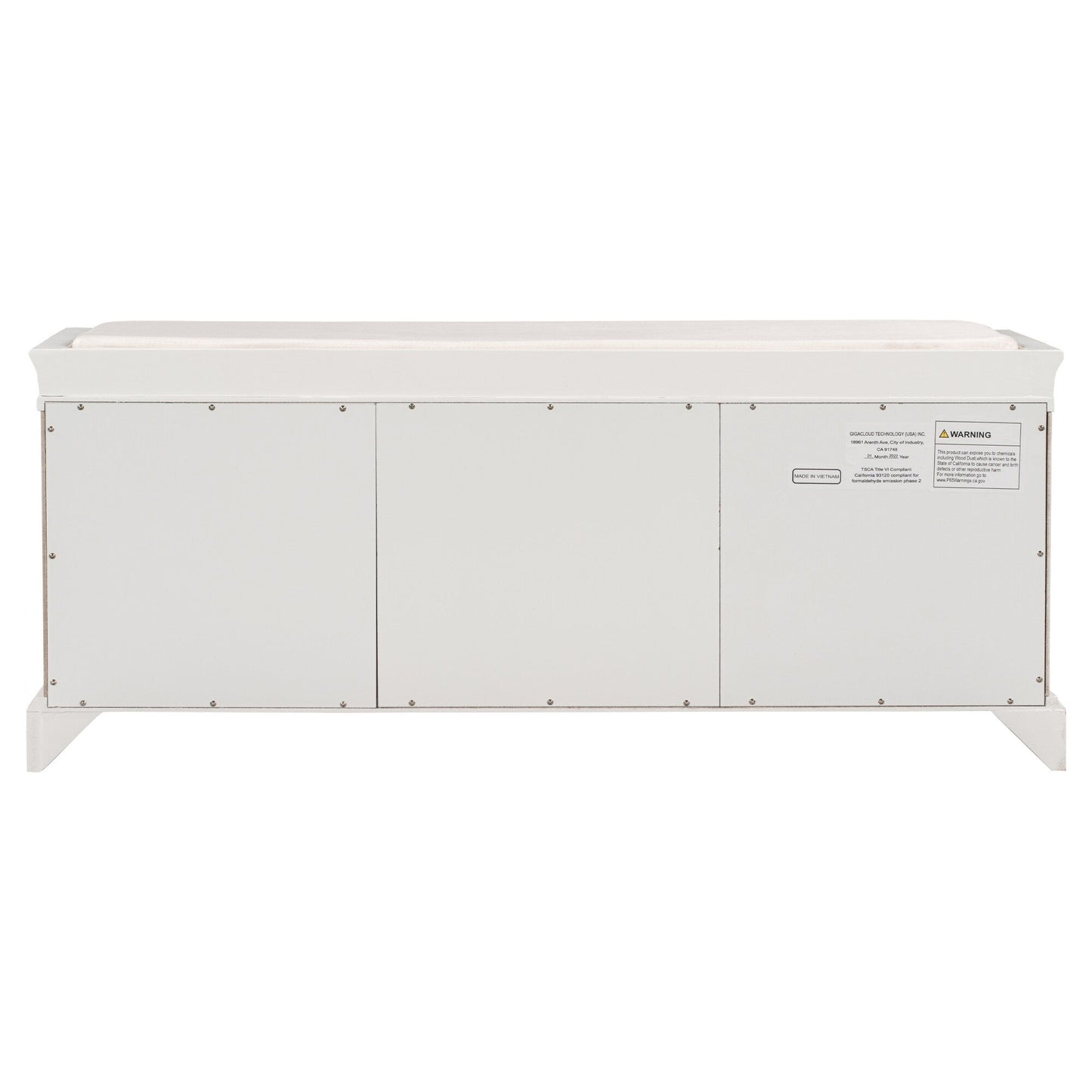 GZMR Storage Bench with 2 Drawers and 2 Cabinets Modern White Storage Bench with Storage 42.5-in x 15.1-in x 17.5-in