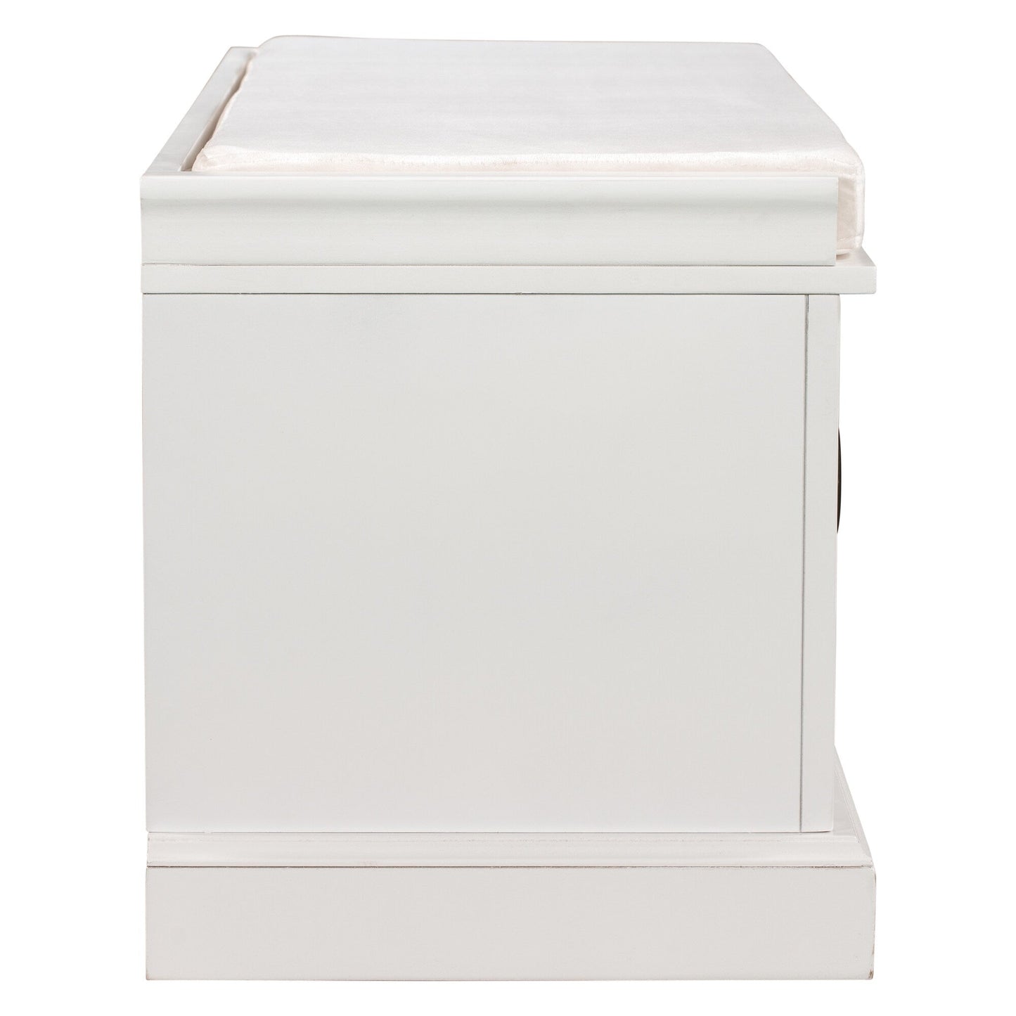 GZMR Storage Bench with 2 Drawers and 2 Cabinets Modern White Storage Bench with Storage 42.5-in x 15.1-in x 17.5-in