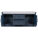 GZMR Storage Bench with 2 Drawers and 2 Cabinets Modern Navy Blue Storage Bench with Storage 42.5-in x 15.1-in x 17.5-in