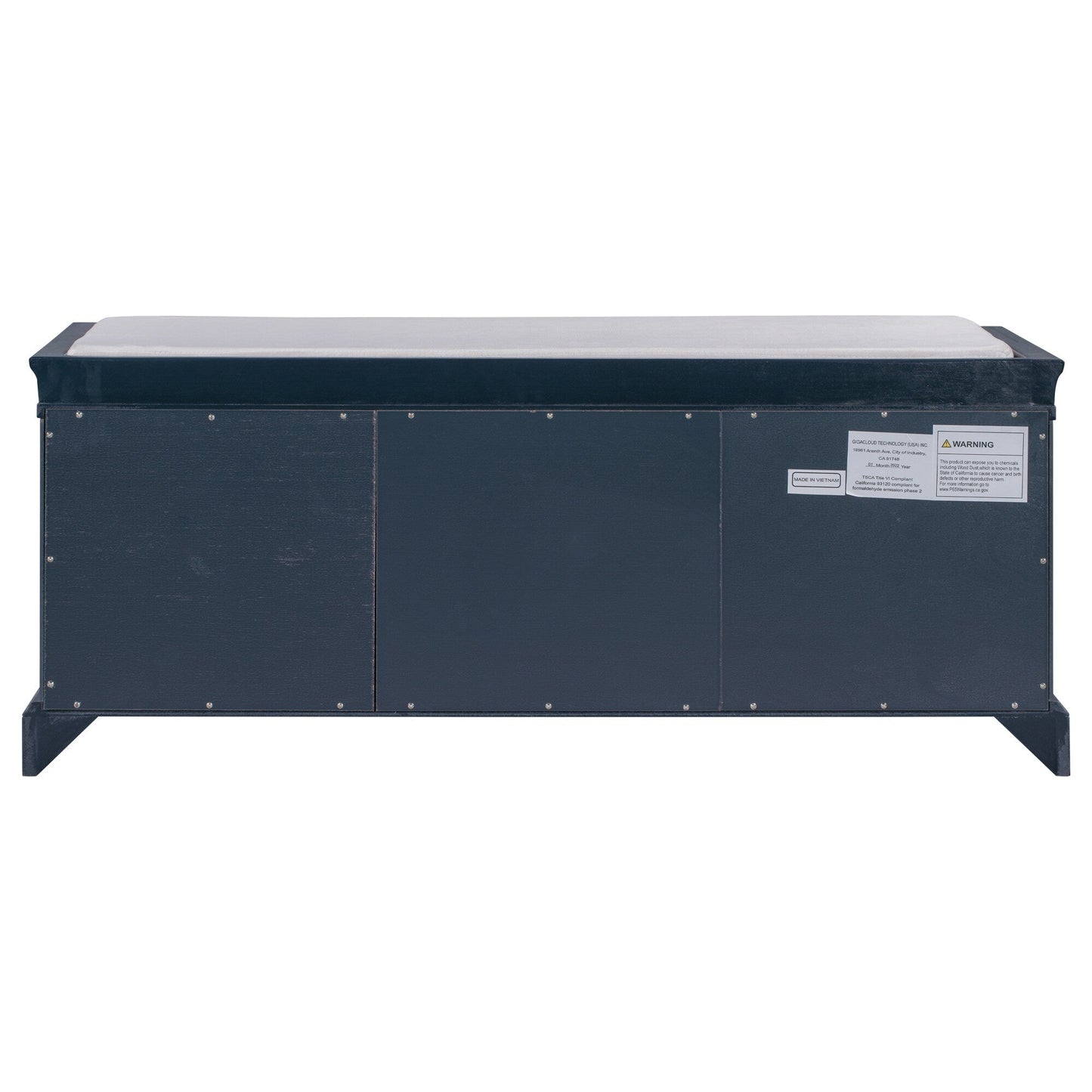 GZMR Storage Bench with 2 Drawers and 2 Cabinets Modern Navy Blue Storage Bench with Storage 42.5-in x 15.1-in x 17.5-in