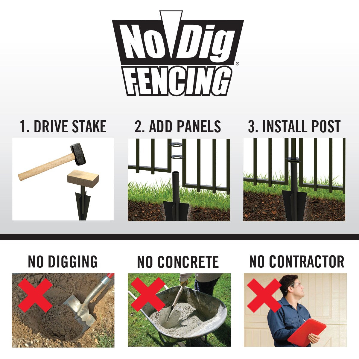 YARDLINK Grand Ambrose XL 3-ft H x 4-1/2-ft W Black Powder Coated Steel No Dig Flat-top No Dig Decorative Fence Panel